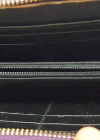 Mor Deri Kadın Cüzdanı - Fermuarlı - Görsel 7