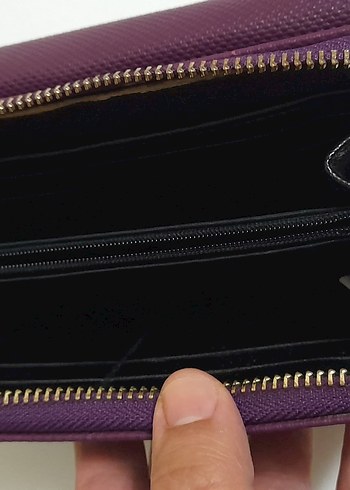 Mor Deri Kadın Cüzdanı - Fermuarlı - Görsel 5