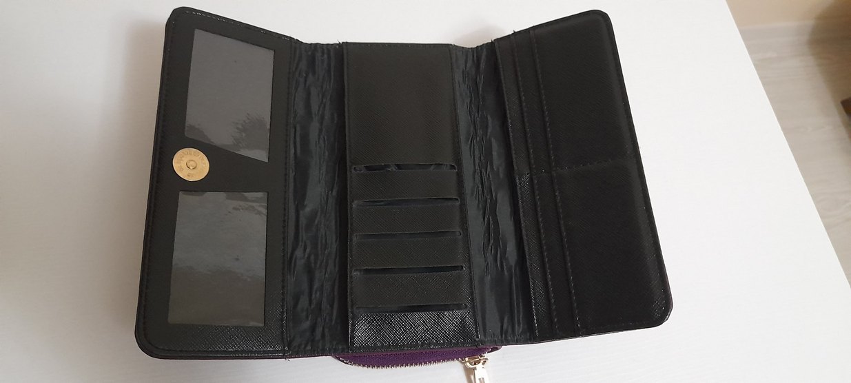 Mor Deri Kadın Cüzdanı - Fermuarlı - Görsel 4