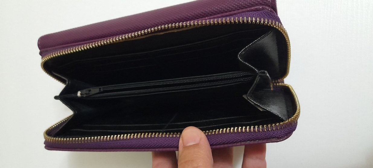 Mor Deri Kadın Cüzdanı - Fermuarlı - Görsel 5