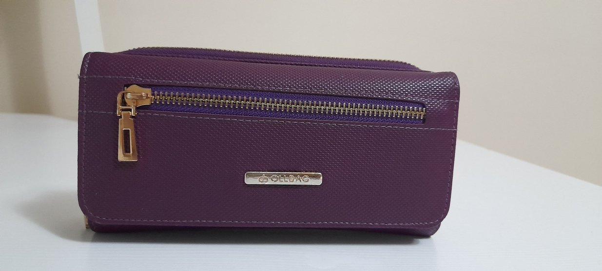 Mor Deri Kadın Cüzdanı - Fermuarlı - Görsel 2