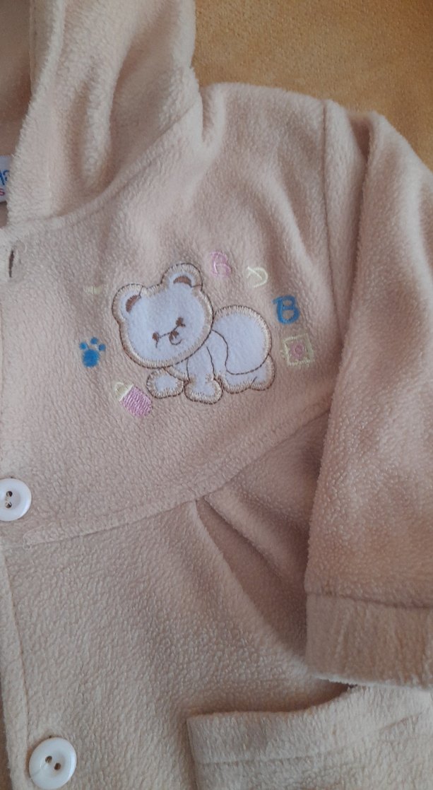 Düğmeli Bej Bebek Tulumu Kapüşonlu - Görsel 4