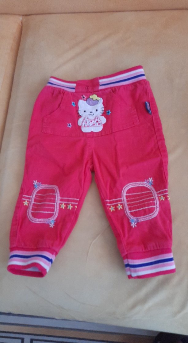 Mor Nakışlı Düğmeli Kız Pantolonu - Görsel 5