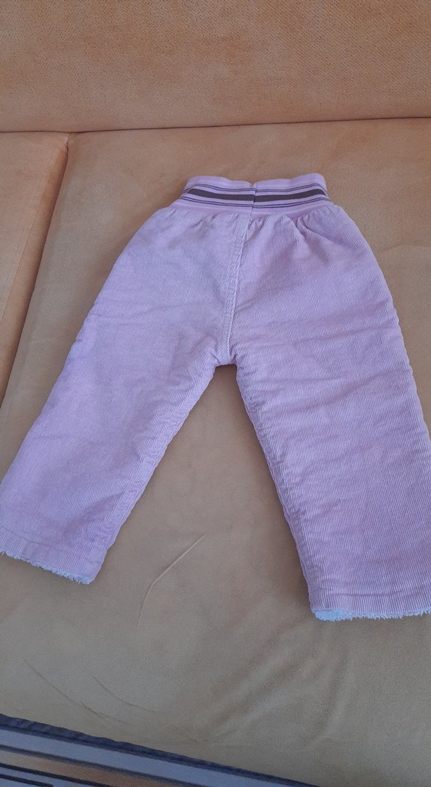 Mor Nakışlı Düğmeli Kız Pantolonu - Görsel 4