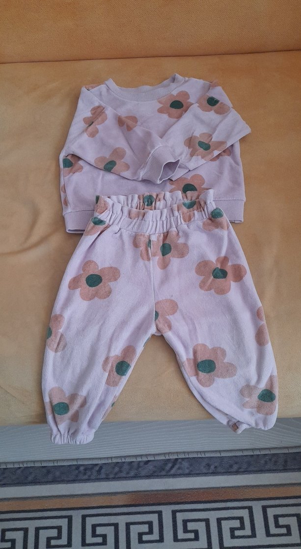 Pastel Çiçek Desenli Uzun Kollu Bebek Kız Takımı - Görsel 2