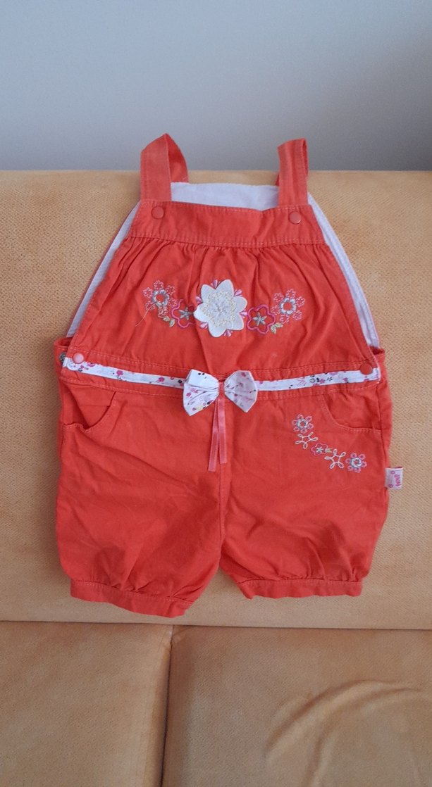 Kız Çocuk Nakışlı Kırmızı Askılı Tulum - Görsel 2