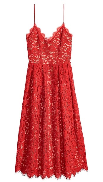 H&m Kırmızı dantelli elbise