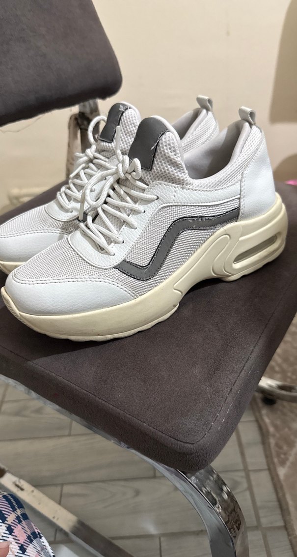 Kadın Beyaz Gri Dolgu Topuklu Spor Ayakkabı - Görsel 3