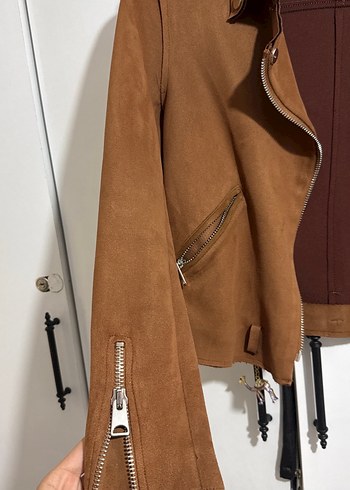 Kahverengi Süet Kemerli Kadın Ceket - Görsel 2