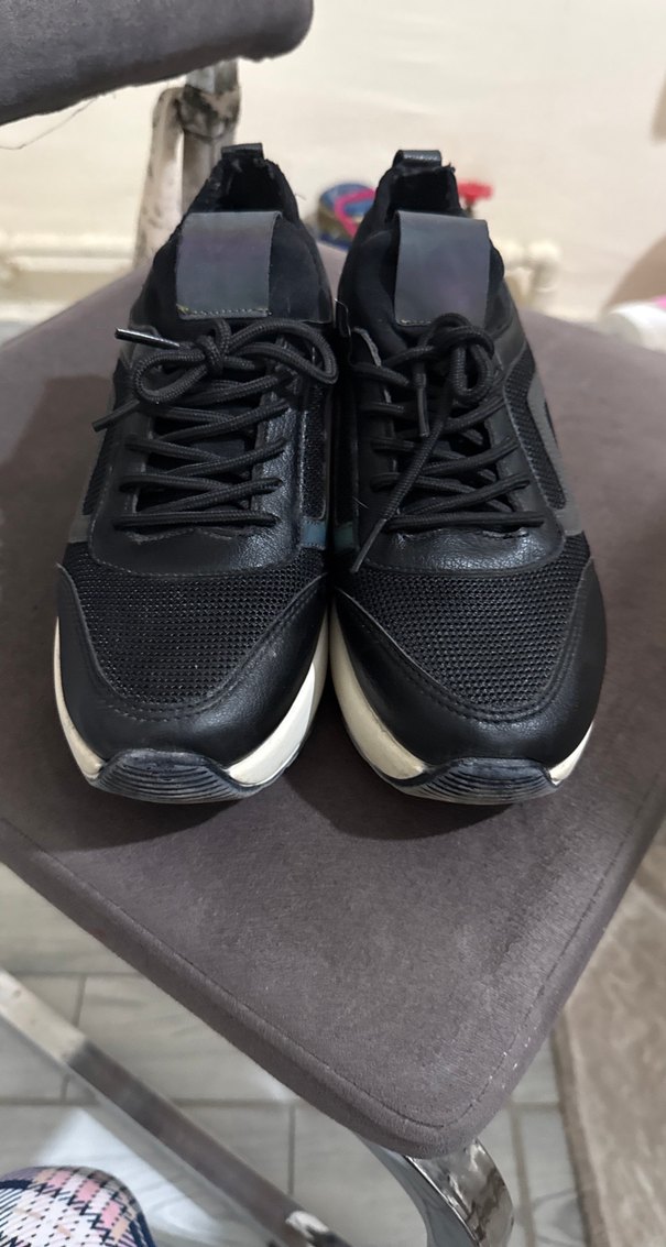 Siyah Bağcıklı Platform Spor Ayakkabı - Görsel 2