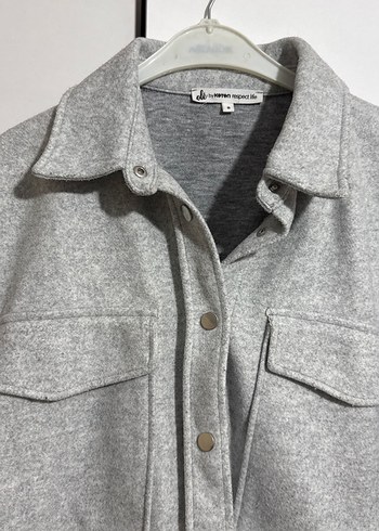 Gri Düğmeli Mini Kadın Ceket - Görsel 3