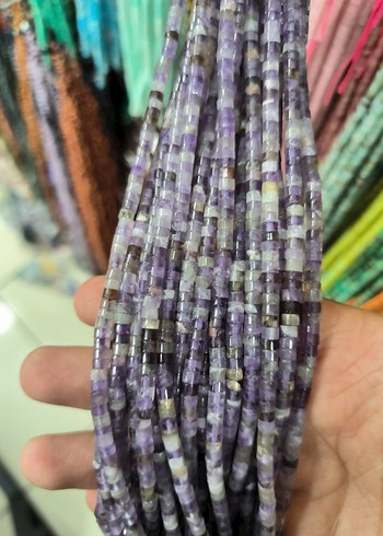 Ametist Silindir Doğal Taş 2x4 Mm 1 Dizi