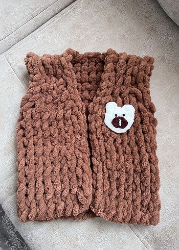 Kahverengi Örgü Çocuk Battaniyesi seti - Görsel 4