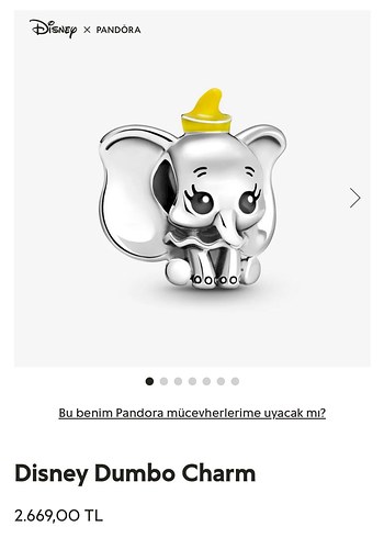 Pandora Disney Dumbo Gri Charm
