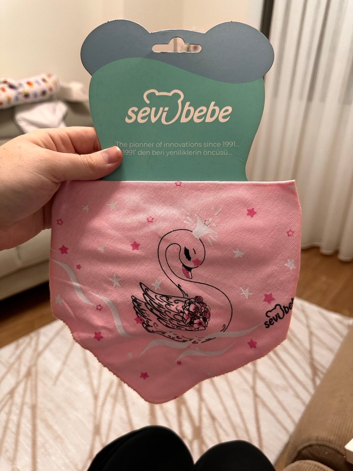 Pembe Baskılı Bebek Mama Önlüğü - Görsel 5