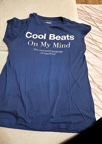 Mavi Baskılı Pamuklu Tişörtü - Görsel 2