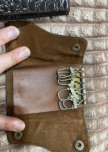 Kahverengi Yılan Derisi Desenli Erkek Cüzdanı - Görsel 5