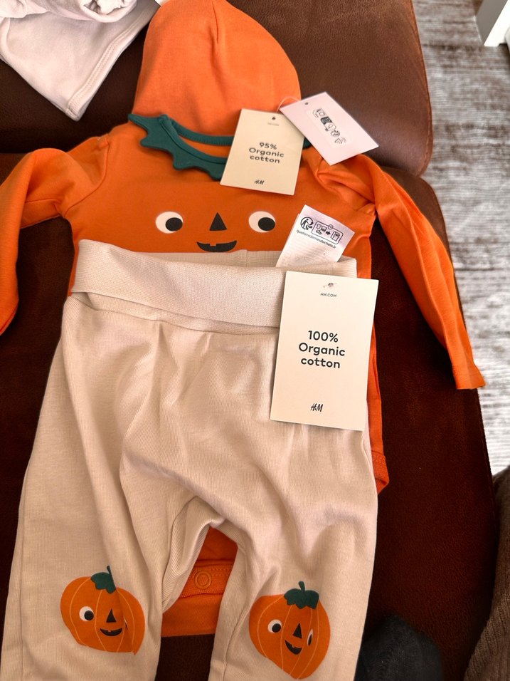 Turuncu Baskılı Uzun Kollu Bebek Body - Görsel 2