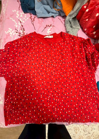 Kız Çocuk Renkli Baskılı Kırmızı Pamuklu Tişört - Görsel 3