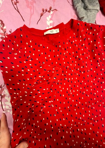 Kız Çocuk Renkli Baskılı Kırmızı Pamuklu Tişört - Görsel 2