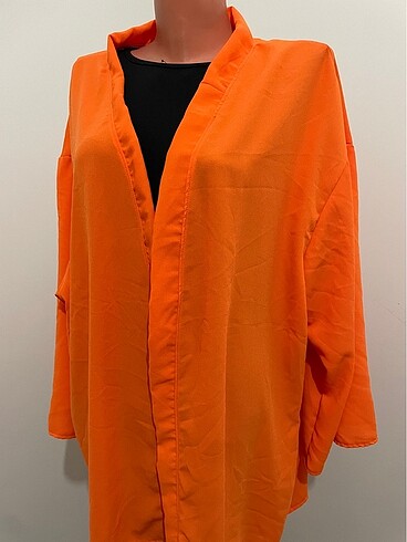 46 Beden turuncu Renk Turuncu krep kimono pareo kaftan abaya oversize kesim