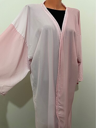 Pudra pembe kimono pareo kaftan abaya oversize kesim