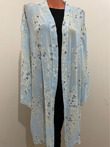 Penti Mavi çiçekli kimono pareo kaftan abaya oversize kesim