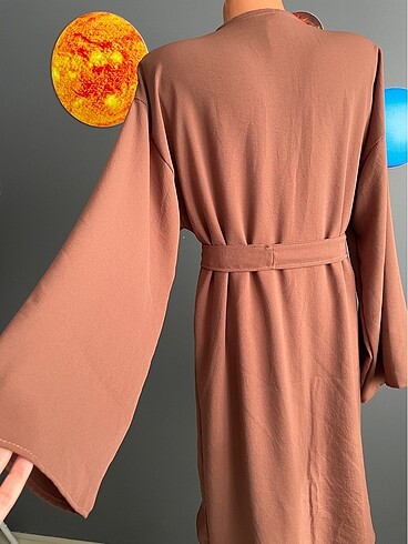 diğer Beden Özel dikim uzun kemerli kimono kuşaklı kimona ayrobin taba rengi