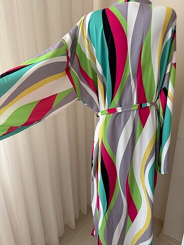 Yazlık krep özel dikim kimono pareo kaftan abaya - Görsel 5