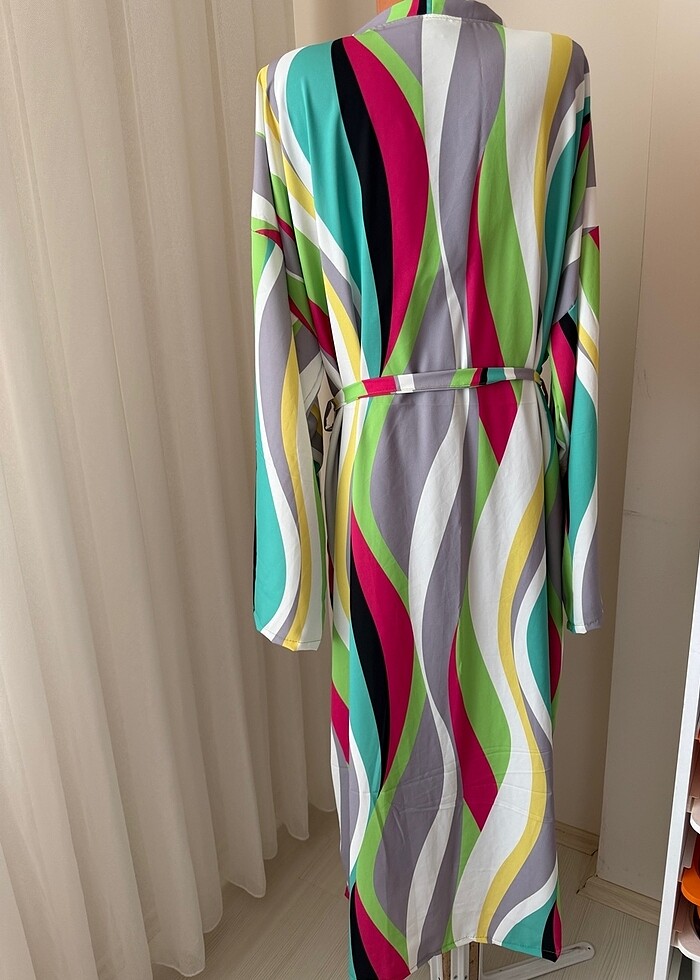 Yazlık krep özel dikim kimono pareo kaftan abaya - Görsel 4