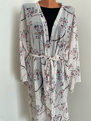 Şifon çiçek desenli pareo kimono plaj elbisesi kaftan büyük bede - Görsel 2