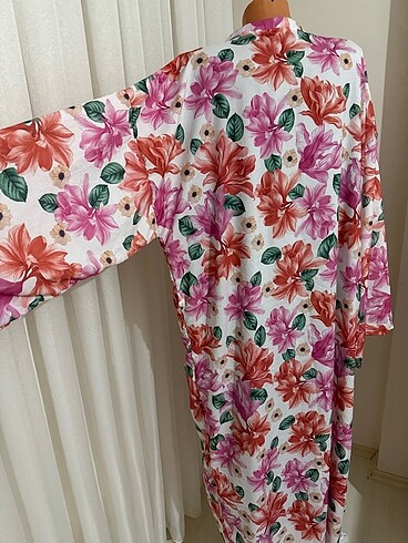 universal Beden pembe Renk Kimono pareo kaftan abaya sabahlık kimona pembe çiçekli çiçek de