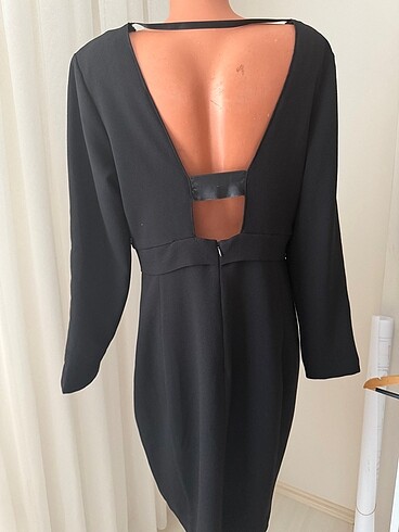 Mango suit sırtı açık v yakalı kalem elbise gece elbisesi L 40 b