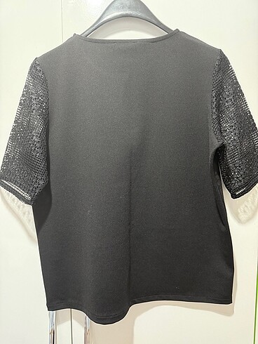 LC Waikiki Lcw kolu dantelli siyah casual bluz 42 XL beden