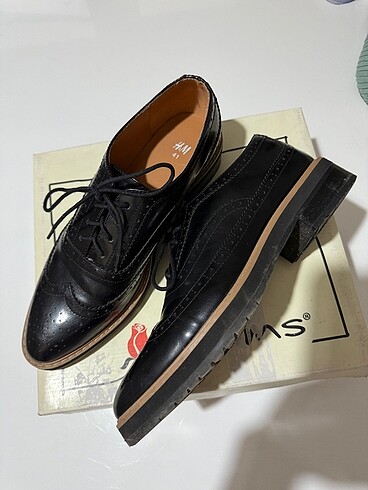 H&M Hm bağcıklı rugan 41 numara loafer oxford