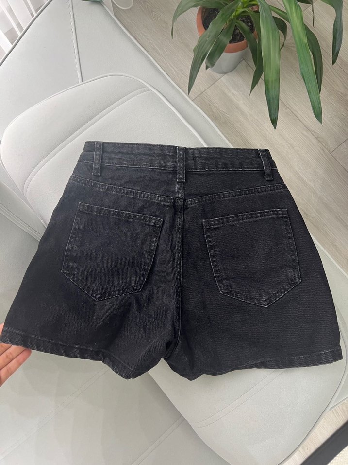 Siyah Mini Denim şort etek - Görsel 2