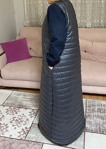 füme gri şişme mont uzun kollu özel dikim