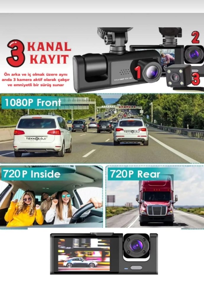 1080P Full HD Araç Kamerası, Geniş Açı, Siyah - Görsel 2