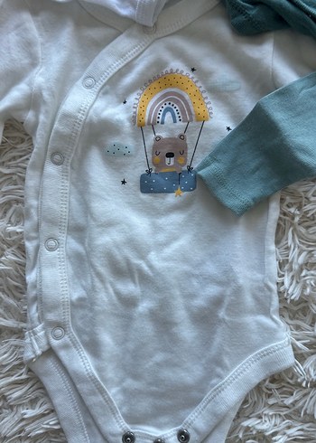 Gri Uzun Kollu Pamuklu Bebek Body - Görsel 3