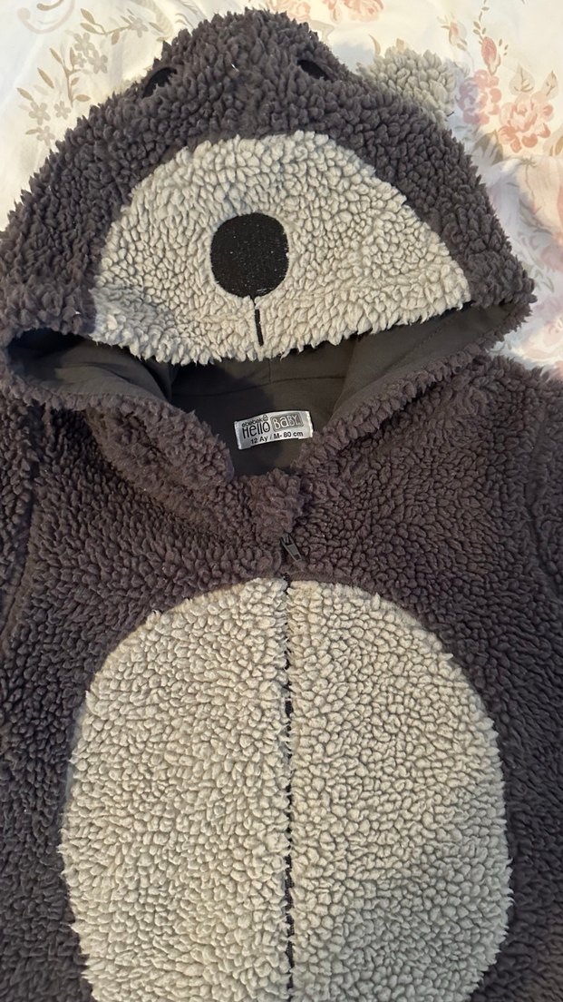 Kahverengi Gri Peluş Bebek Tulumu - Görsel 2