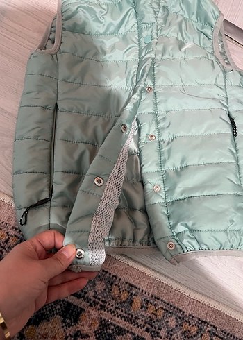 Kız Çocuk Turkuaz Fermuarlı Yelek - Görsel 5