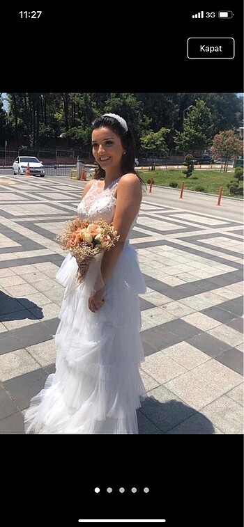 Nikah dış çekim kat kat gelinlik elbise