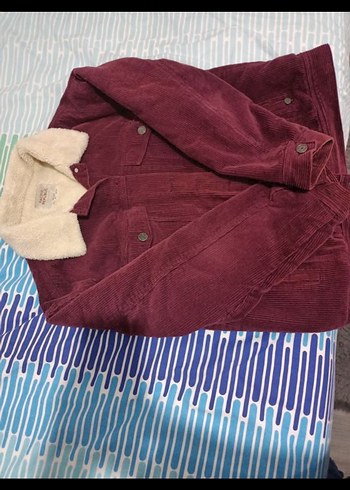 Pull and Bear Pull&Bear bordo fitilli ceket