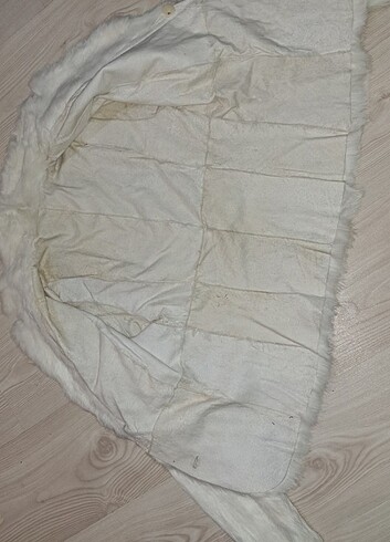 s Beden beyaz Renk Çift Taraflı Tavşan Kürkü Ceket