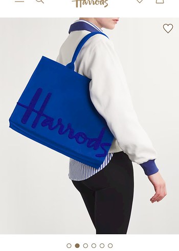 Harrods Mavi Nakışlı Kadın Tote Çanta - Görsel 2