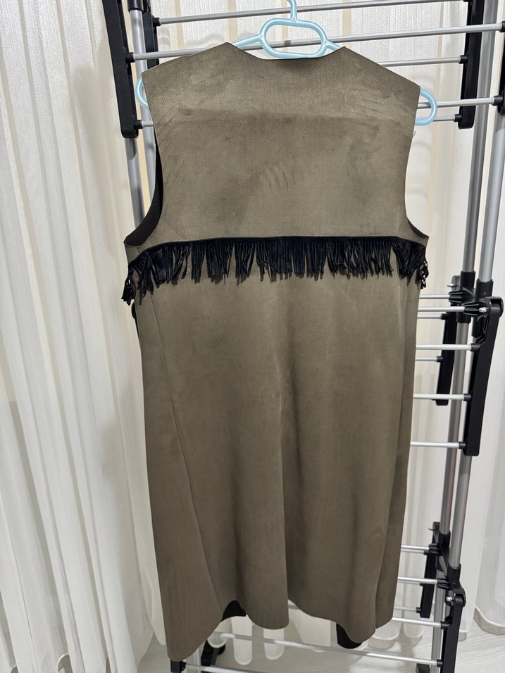 Kemerli Uzun Süet Kadın Yelek - Görsel 2