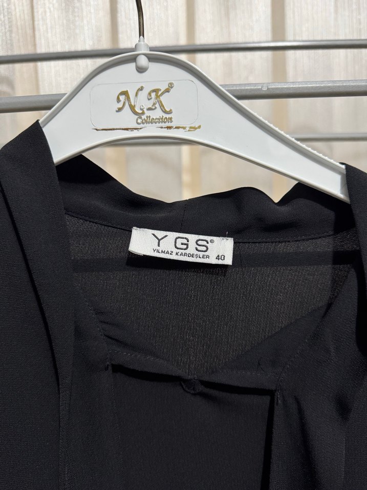 Siyah Kadın Mini Tunik, Uzun Kollu, Salaş Kesim - Görsel 2