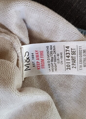 3 Ay Beden ten rengi Renk M &S Triko Bebek Elbise