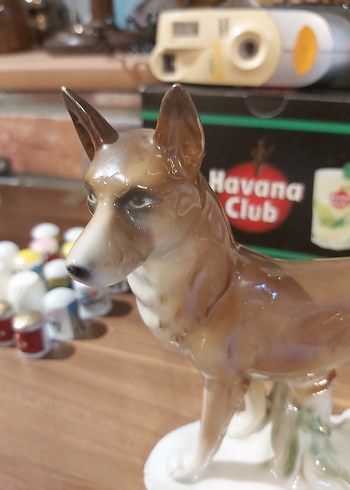 Beden camel Renk antika Alman damgalı porselen kurt, Köpek Figürü