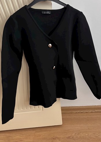 Zara Düğmeli Siyah Kadın Midi Ceket